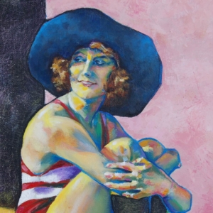 "The Bather". Oil on Board. &copy; Julia Mulligan