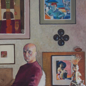 Detail, "Black, White, and Blue".  Oil on canvas. &copy;juliamulligan