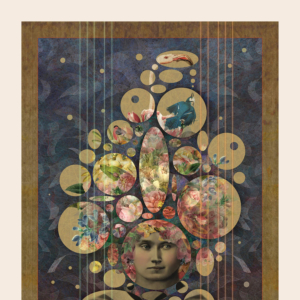 "No Strings Attached" Archival Print, gold leaf, crystals