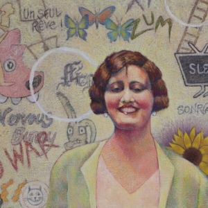 Portrait of Luisa Mella (and Self), Detail. Oil on Canvas.