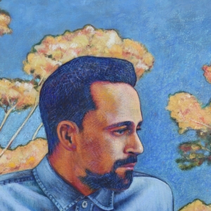 "Modern American Cowboy", detail. 24" x 30", Oil on Canvas &copy;Julia Mulligan