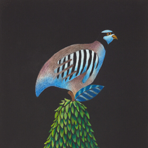 "A Partridge in a Pear Tree". Colored pencil on paper. Illustration. 2005. &copy; Julia Mulligan.