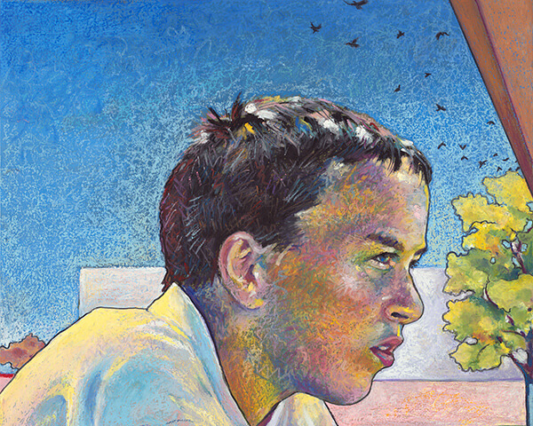 "Portrait of Brian", 2006. Oil Pastel on Paper. © Julia Mulligan. 13.5" x 18.5"