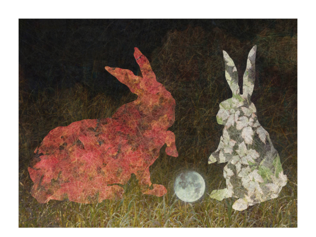 "Two Rabbits Stealing the Moon" Archival Print, ©Julia Mulligan