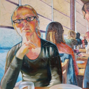 "The Conversation". Oil on Panel. &copy;Julia Mulligan 2015. 26 x 19 in