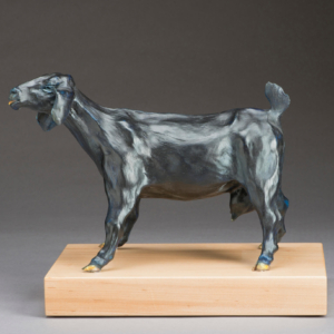 "Goat Indigo" Porcelain. &copy;Julia Mulligan. Hand built. Sold, Coors Western Art Show and Sale.