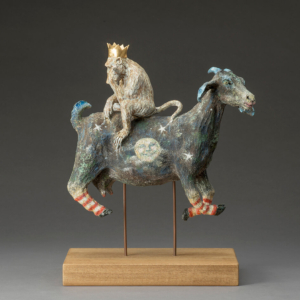 "Moondance" Ceramic, gold leaf. 11 x 7 x 13 inches &copy;Julia Mulligan. Hand built. Sold