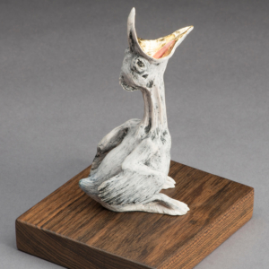 "Want" Stoneware, mason stain, gold leaf. Hand Built. &copy;Julia Mulligan