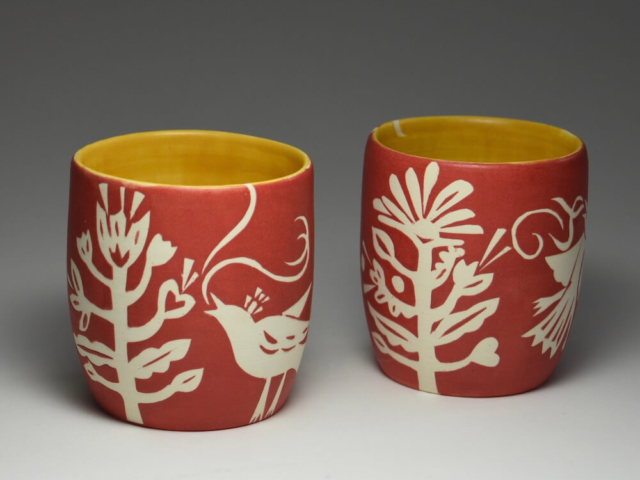 Child's Cups. Porcelain, glaze. 4 x 3.5 inches each