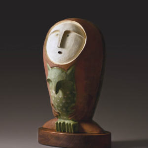 &ldquo;Birth of Owl Under the Moon&rdquo;. Ceramic. 13 x 9 x 21 inches Julia Mulligan