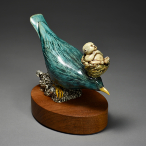 "The Things I Carry With Me". Porcelain, wood base. Hand built. 7 x 3 x 6.5  inches. 2020 Governors Art Show (private collection)