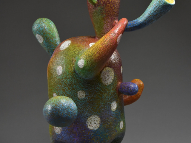 "Jazz,Man"  Ceramic, Glaze, Cold Finish, 12" x 12" x 17". ©Julia Mulligan