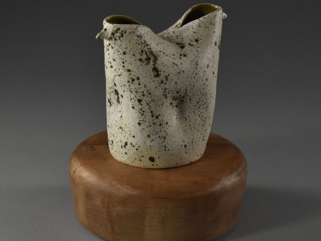 Two Headed Bird Vase. Ceramic. 6" x 6.5" x 4", Sold