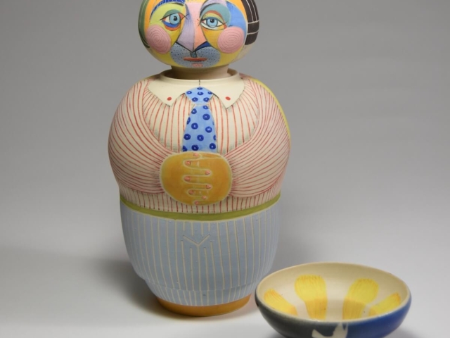 "He Said, She Said" Vessel. Porcelain, 12 x 6 x 6 inches &copy;Julia Mulligan