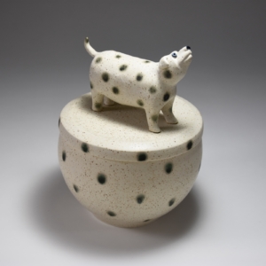 "Woof Jar".  Porcelain, Glaze, Stain. 6 x 6 x 7.5