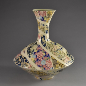 "Swirl" Vase. Ceramic, Underglaze, Glaze.  12 x 12 x 12.5 inches. &copy;Julia Mulligan