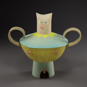 "Her Side and His Side of the Story", Ceramic, glaze, Oil. 12 x 11 x 8 inches. &copy;Julia Mulligan