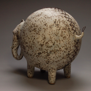 "Tying Up Loose Ends", Ceramic, leather cord. (20" x 15"  x12") &copy;Julia Mulligan