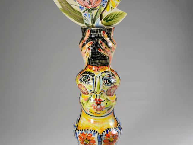 Flower Girl Vase, Porcelain, 23" x 5" x 5" &copy;Julia Mulligan