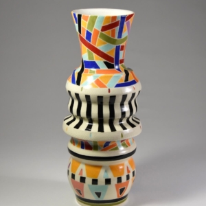 Geo Vase, Porcelain, 14" x 6" x 6". &copy;Julia Mulligan