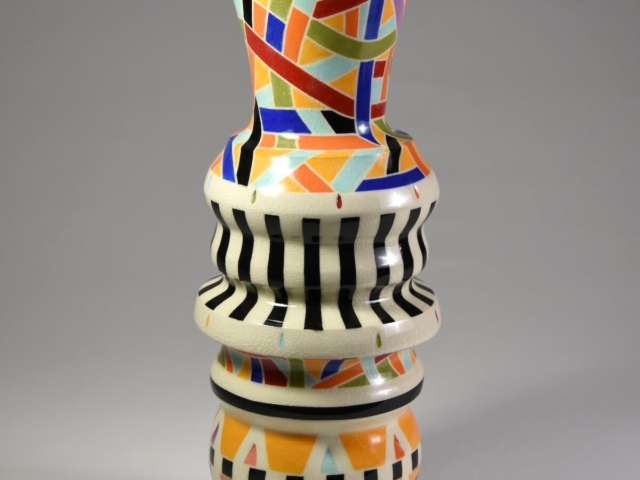 Geo Vase, Porcelain, 14" x 6" x 6". &copy;Julia Mulligan