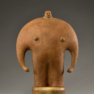 Grandmother. Ceramic, pearls, wood base. 17"h x 12"w x 5"d