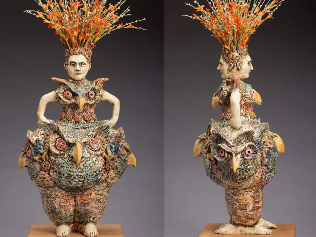 "The Oracle"  10" x 13" x 22" Ceramic. Private Collection.