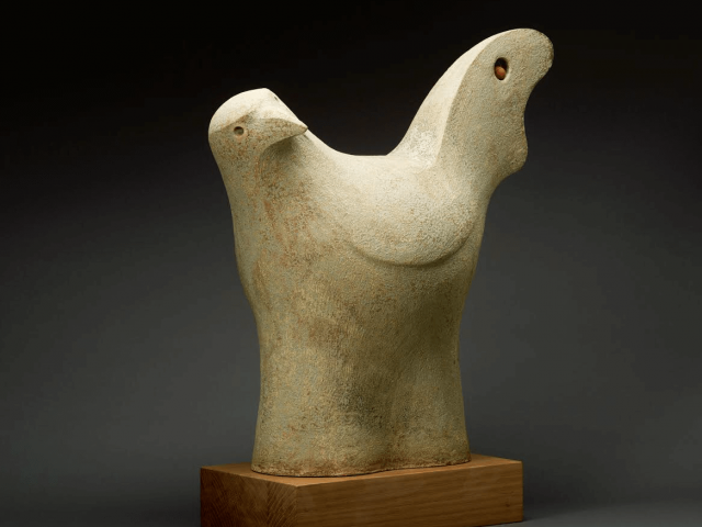 "Two Birds, One Stone". Ceramic. 27" x 23" x 11"