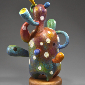 "Jazz,Man"  Ceramic, Glaze, Cold Finish, 12" x 12" x 17". Hand Built.&copy;Julia Mulligan