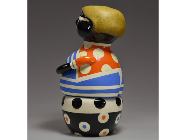 "Quite Satisfactory" (back). Sculpture. Porcelain, glaze. 11" x 5.5" x 6"