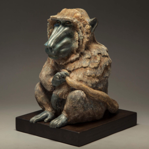 "Mr. B". Ceramic, wood base. 10" x 11" x 15". Sold, private collection.