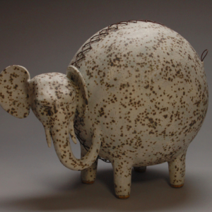 "Tying Up Loose Ends", Ceramic, leather cord. (20" x 15" x 12") &copy;Julia Mulligan