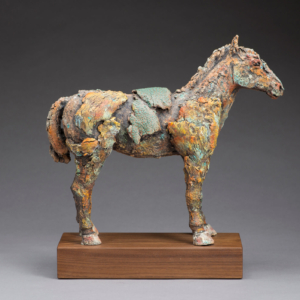 "War Horse" Stoneware, glaze, oil. 16.5 x 6 x 16 &copy; Julia Mulligan, Sold