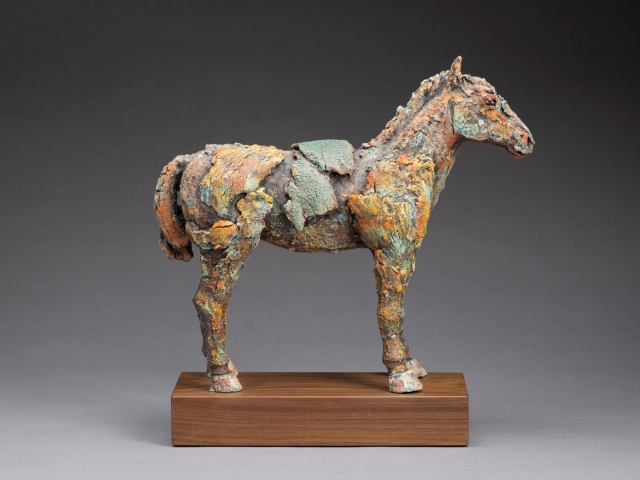 "War Horse" Stoneware, glaze, oil. 16.5 x 6 x 16 © Julia Mulligan, Sold