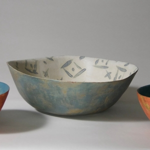Large House Bowl and Mars Bowls. Ceramic, hand built.