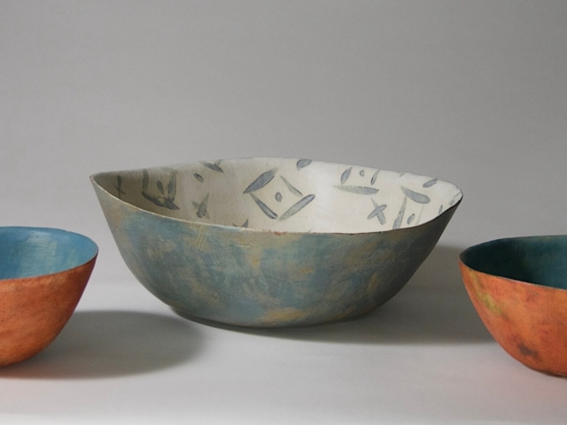 Large House Bowl and Mars Bowls. Ceramic, hand built.