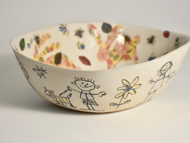 Large Children's Bowl. Ceramic, hand built.