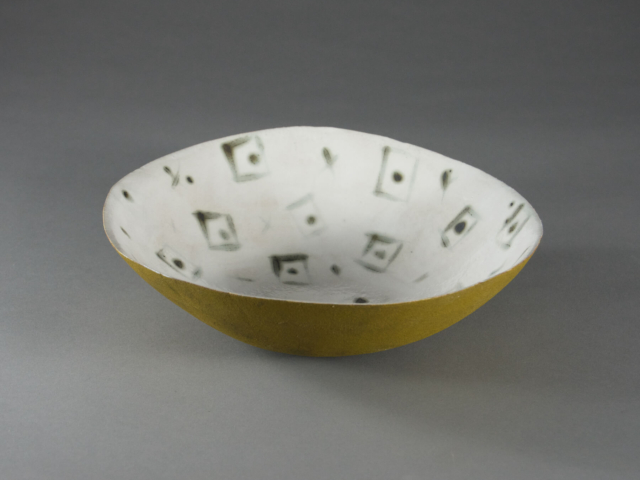 Moss Window Bowl, Ceramic. 13" x 4.5" Sold