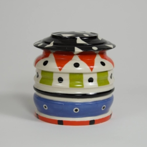 Small Geo Container, Porcelain. Wheel Thrown.