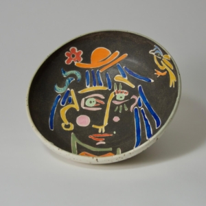 Woman with Orange Hat Bowl. Porcelain, Wheel thrown.