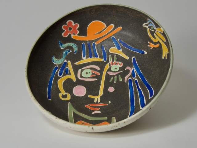 Woman with Orange Hat Bowl, Thrown Porcelain