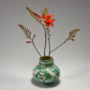 Small Green and White Vase. Porcelain, glaze.