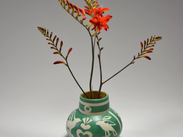 Small Green and White Vase. Porcelain, glaze.