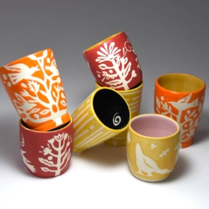 Cups for Children of All Ages!  Porcelain, glaze.