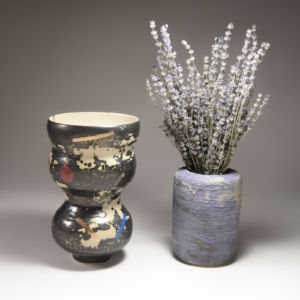 Two Medium Size Vases, Porcelain, Glaze, Enamel