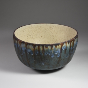 Medium Size Blue and Brown Bowl. Porcelain, Glaze.