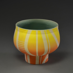 "Sunrise" Container, 5.5 x 7 inches. Porcelain, Underglaze. &copy;Julia Mulligan