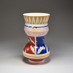"Dandelion Vase". Porcelain, Underglaze, Glaze. 5 x 5 x 9 inches