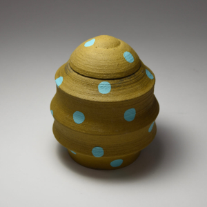 "Spotty" Ceramic, glaze, oil. 5 x 4 x 4