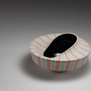 "Origami" Small Bowl. Porcelain, Glaze, Underglaze.